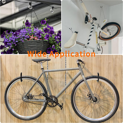 Heavy Duty Bike Hooks - 4-pack - Garage - Ceiling - Wall - Screw Mount - Bike Rack - Bicycle Storage and V1259-DP01-BO-51