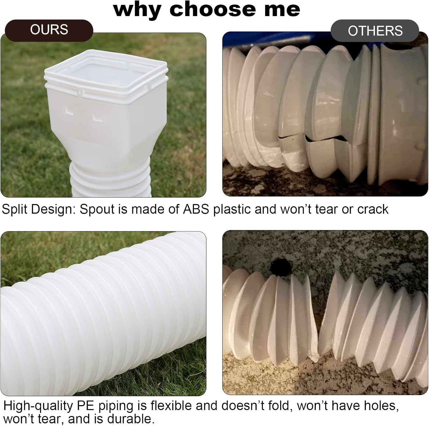White single gutter extension - Flexible design - Gutter extension - Gutter connector - Rainwater drainage - V1259-DP01-BO-516