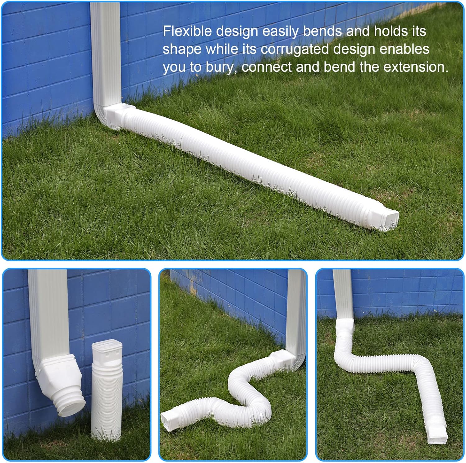 White single gutter extension - Flexible design - Gutter extension - Gutter connector - Rainwater drainage - V1259-DP01-BO-516