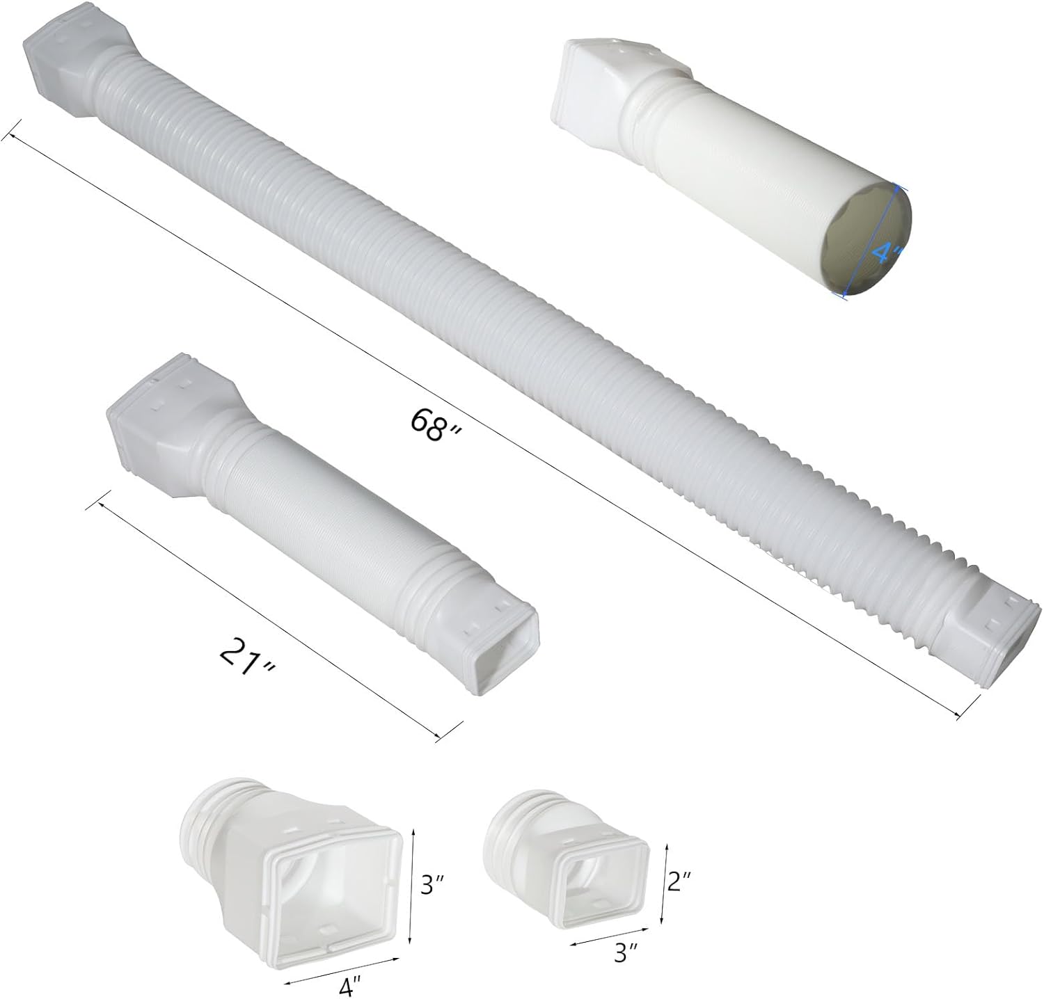 White single gutter extension - Flexible design - Gutter extension - Gutter connector - Rainwater drainage - V1259-DP01-BO-516