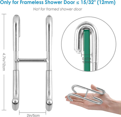 Shower Curtain Hooks (2-pack) - Towel Hooks for Frameless Glass Shower Doors - Shower Squeegee Hooks V1259-DP01-BO-522