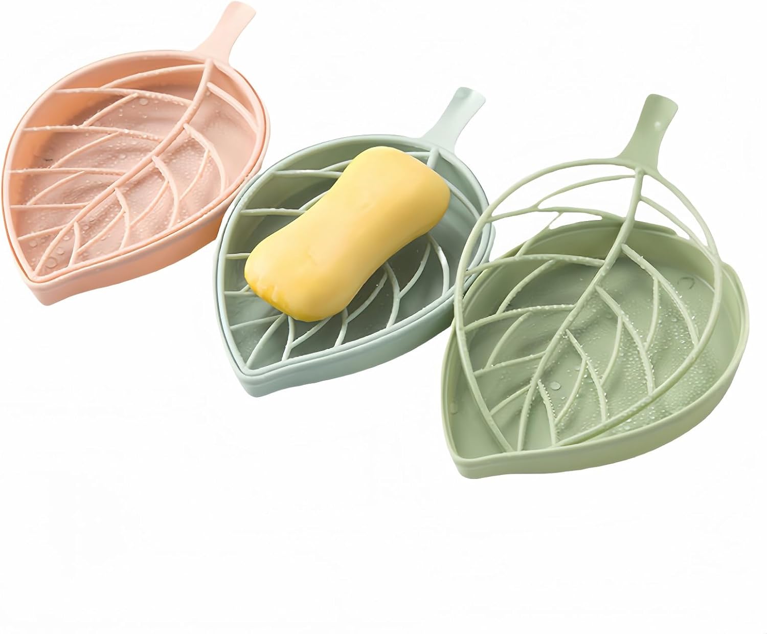 Soap dish set in leaf shape - soap dish and draining rack with double layer leaf design - removable V1259-DP01-BO-527
