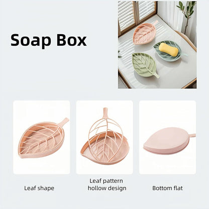 Soap dish set in leaf shape - soap dish and draining rack with double layer leaf design - removable V1259-DP01-BO-527