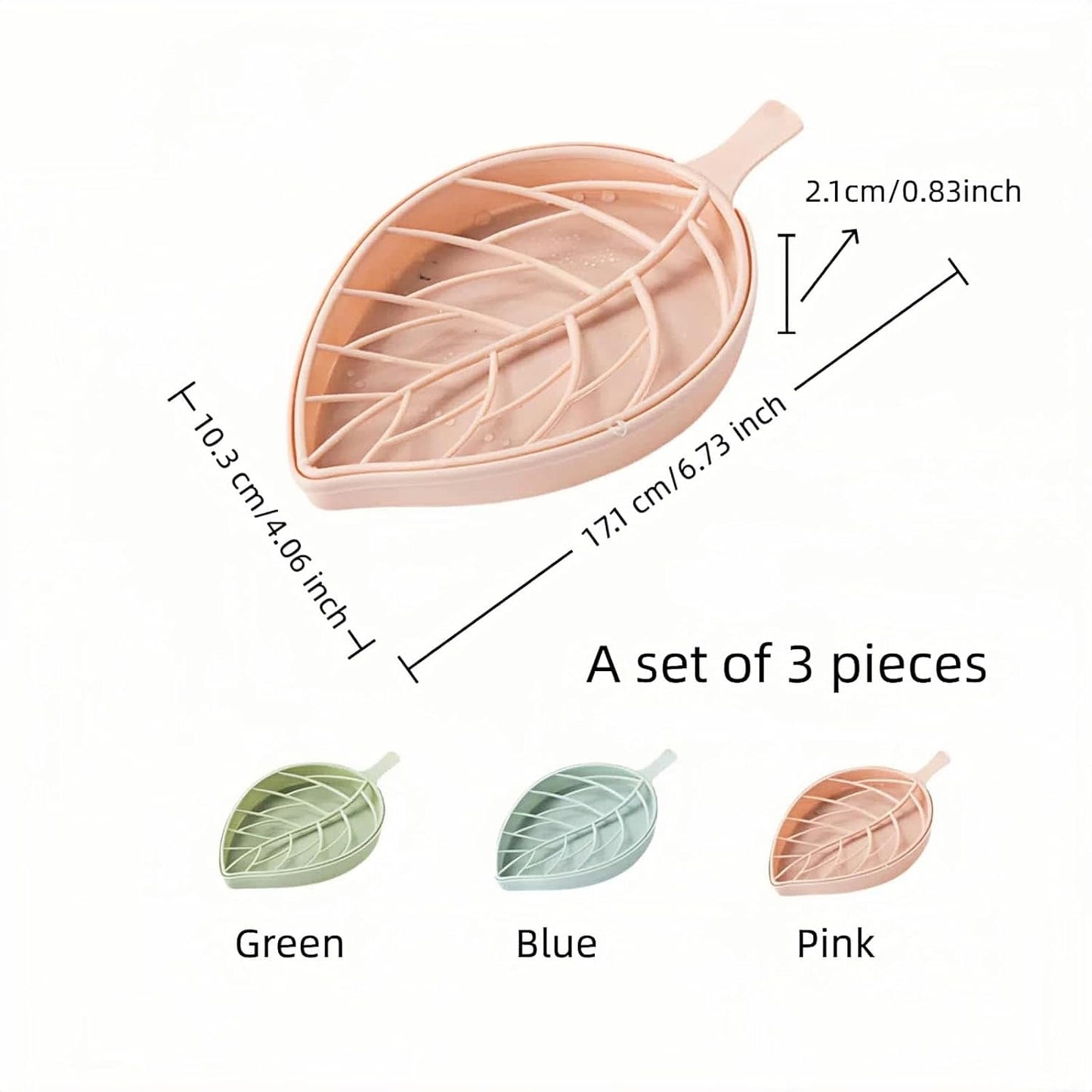Soap dish set in leaf shape - soap dish and draining rack with double layer leaf design - removable V1259-DP01-BO-527