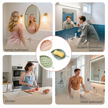 Soap dish set in leaf shape - soap dish and draining rack with double layer leaf design - removable V1259-DP01-BO-527