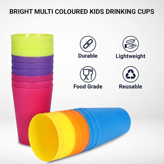 Set of 24 reusable plastic cups, 250 ml, durable plastic drink cups for kids, for use in the kitchen, V1259-DP01-BO-533