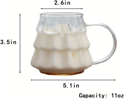 Tree-shaped transparent glass coffee cup - Tree-patterned glass tea cup - Household juice cup - Milk cup with V1259-DP01-BO-540