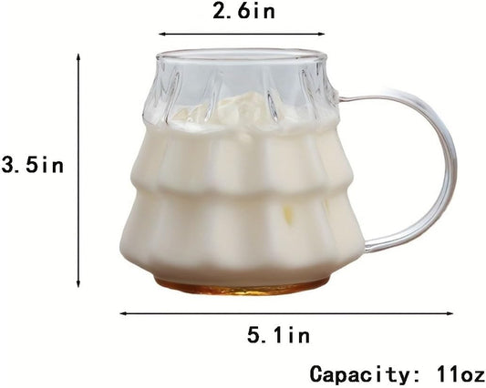 Tree-shaped transparent glass coffee cup - Tree-patterned glass tea cup - Household juice cup - Milk cup with V1259-DP01-BO-540