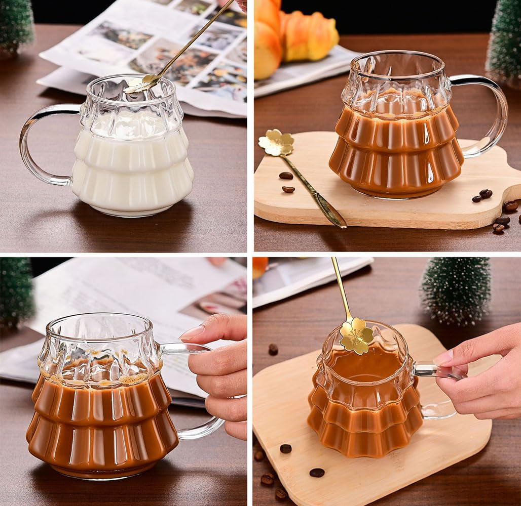 Tree-shaped transparent glass coffee cup - Tree-patterned glass tea cup - Household juice cup - Milk cup with V1259-DP01-BO-540
