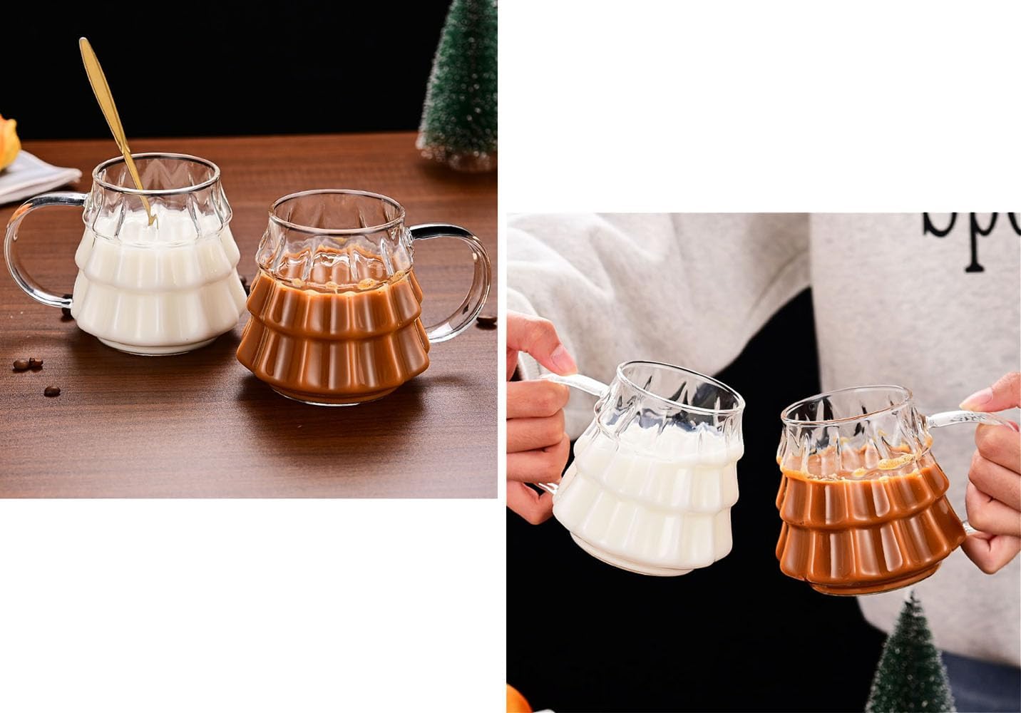 Tree-shaped transparent glass coffee cup - Tree-patterned glass tea cup - Household juice cup - Milk cup with V1259-DP01-BO-540