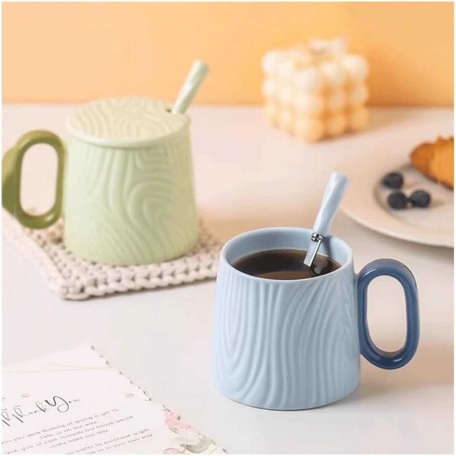 Ceramic mug for home - 8.4 oz plain coffee/tea mug - Dopamine Mood - Coffee mug for reading/studying (green) V1259-DP01-BO-542