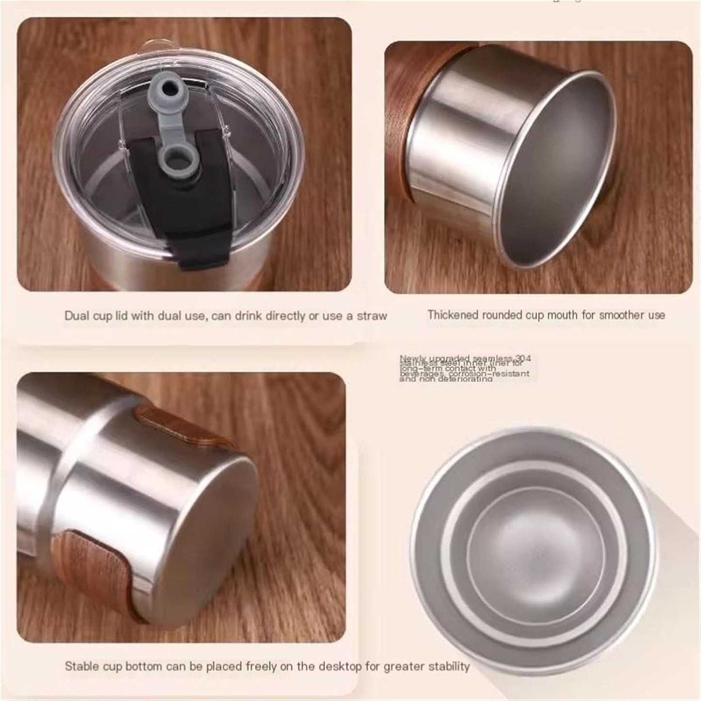 304 Stainless Steel Portable Coffee Pot - with Handle and Lid - Insulated - Suitable for Outdoor Camping - V1259-DP01-BO-544