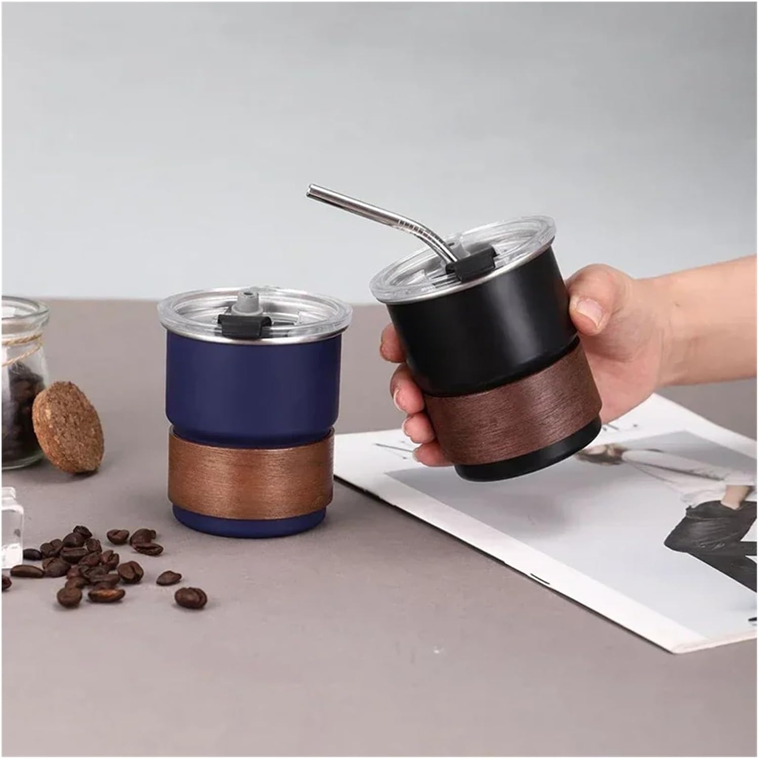 304 Stainless Steel Portable Coffee Pot - with Handle and Lid - Insulated - Suitable for Outdoor Camping - V1259-DP01-BO-544