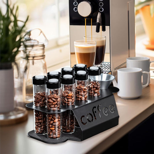 Coffee Bean Storage Containers - 8-pack Glass Jars for Storing Coffee Beans - Transparent Storage Containers, V1259-DP01-BO-550