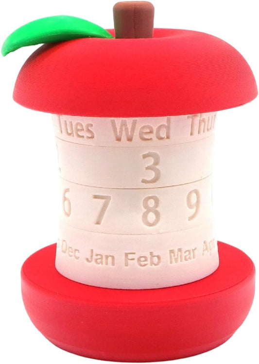 Calendar in the shape of an apple - Fun 3D-printed desk calendar - Rotatable display of date/month/day of the V1259-DP01-BO-558