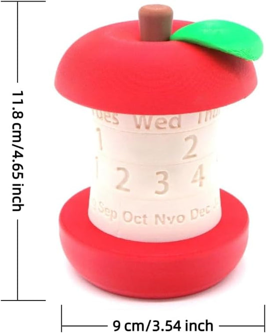 Calendar in the shape of an apple - Fun 3D-printed desk calendar - Rotatable display of date/month/day of the V1259-DP01-BO-558