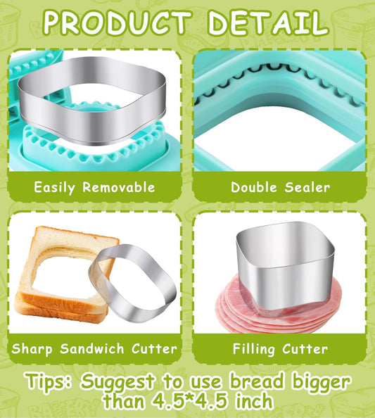 Sandwich Cutter/Sealer - Making Bread - DIY Bread - Square - Stainless Steel - Bread Cutter - Suitable for V1259-DP01-BO-56