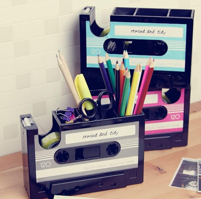 Retro Cassette Tape Pencil Holder - Multifunctional Pencil Holder - Creative Desk Organizer - Pencil Holder V1259-DP01-BO-568
