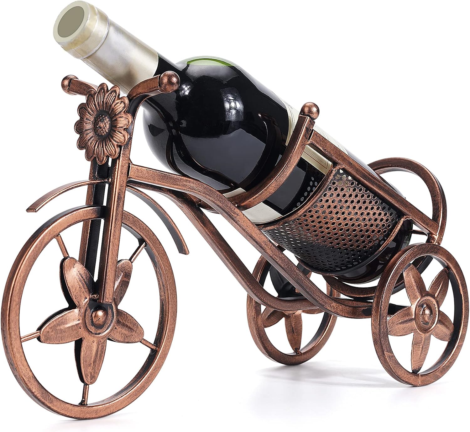 Floating wine rack - Wine rack with stainless steel chain - Metal table wine rack - Silver freestanding table V1259-DP01-BO-587