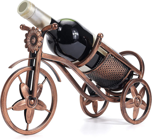 Desk wine rack - Bicycle-shaped wine rack for one bottle - Freestanding table wine rack and bottle holder - V1259-DP01-BO-589