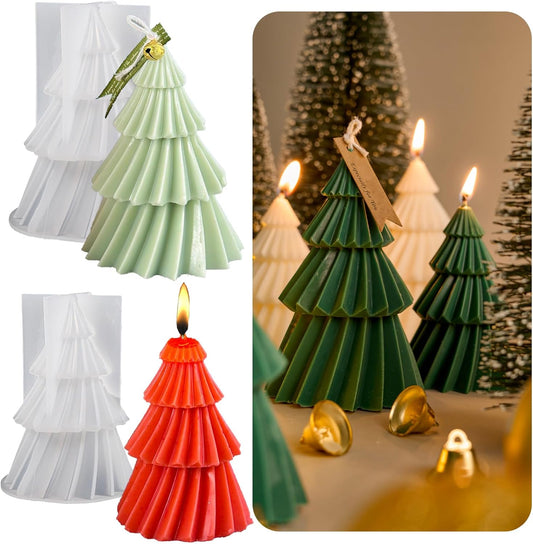 Set of two silicone Christmas tree candle molds - Christmas candle mold - DIY 3D silicone mold - silicone V1259-DP01-BO-598