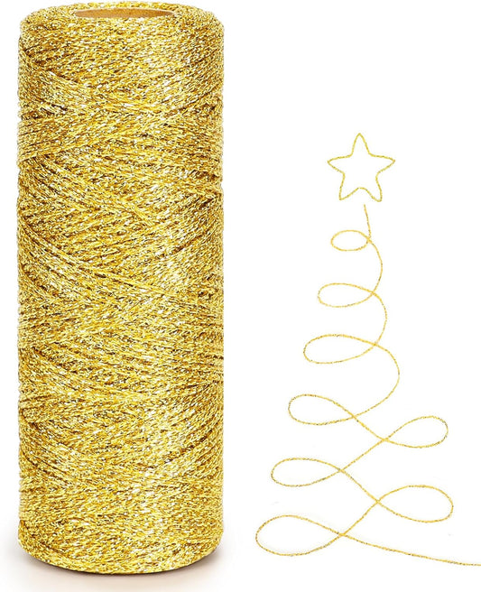 Henneptouw - Golden henneptouw - 100m gold Christmas ribbon - For gift wrapping - Christmas decoration - V1259-DP01-BO-60