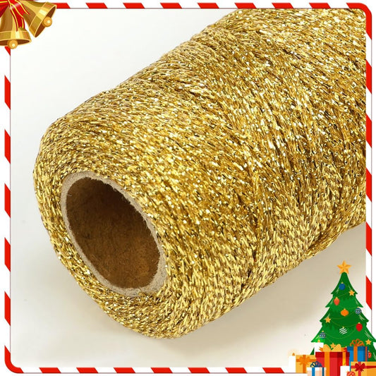Henneptouw - Golden henneptouw - 100m gold Christmas ribbon - For gift wrapping - Christmas decoration - V1259-DP01-BO-60
