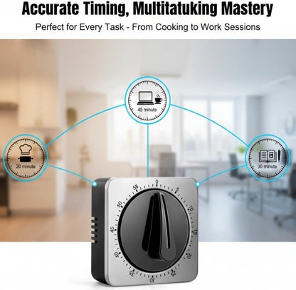 Kitchen Timer - Mechanical Egg Timer - Battery-Free - 100% Mechanical Kitchen Clock - Stainless Steel Housing V1259-DP01-BO-602