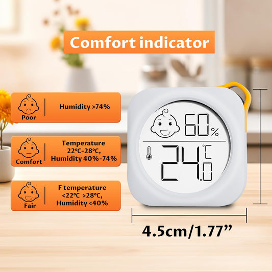 Hygrometer in 4-pack - Small digital hygrometer - With accurate indoor thermometer - Practical hygrometer V1259-DP01-BO-603