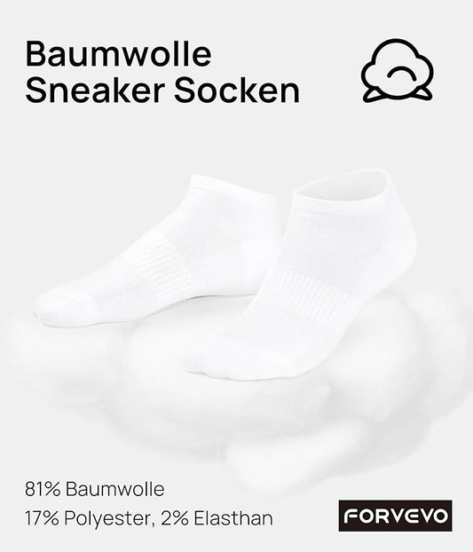 10 pairs of unisex sports socks - breathable cotton - short running socks - quarter socks - unisex (white) V1259-DP01-BO-604
