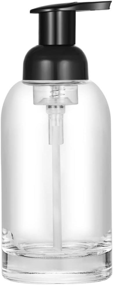 Hand soap bottle - Foam soap dispenser - Glass - Pump type - 375 ml dispenser - Clear bottle with black pump V1259-DP01-BO-61