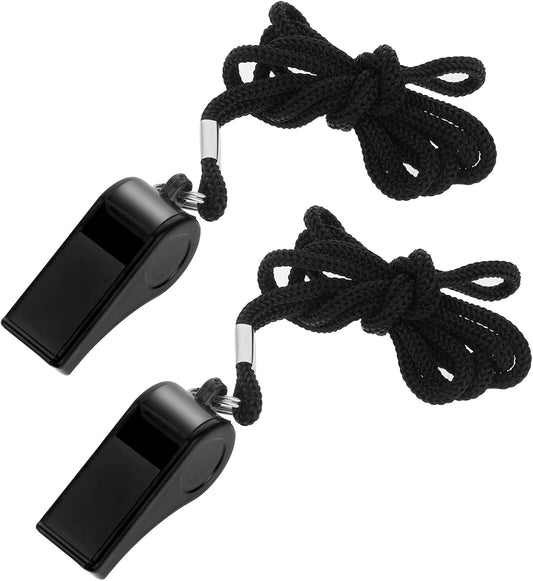 Black whistle - two-part coach whistle - plastic coach whistle with lanyard - loud and clear referee whistle V1259-DP01-BO-611