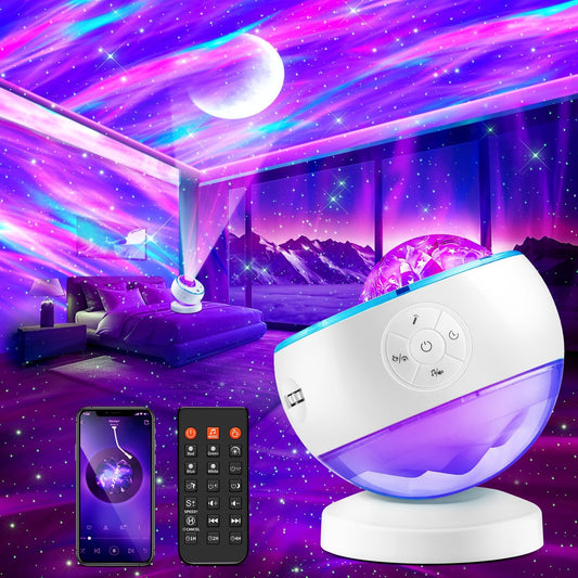 Starry Sky Projector Lamp - 300 Lighting Settings - Northern Light - 15 White Noise Bluetooth Projector Modes V1259-DP01-BO-613