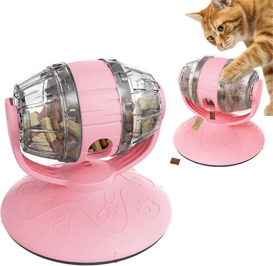 Shady cat in the shape of a beer barrel that slowly feeds food - Educational plastic snack box - Promotes V1259-DP01-BO-615