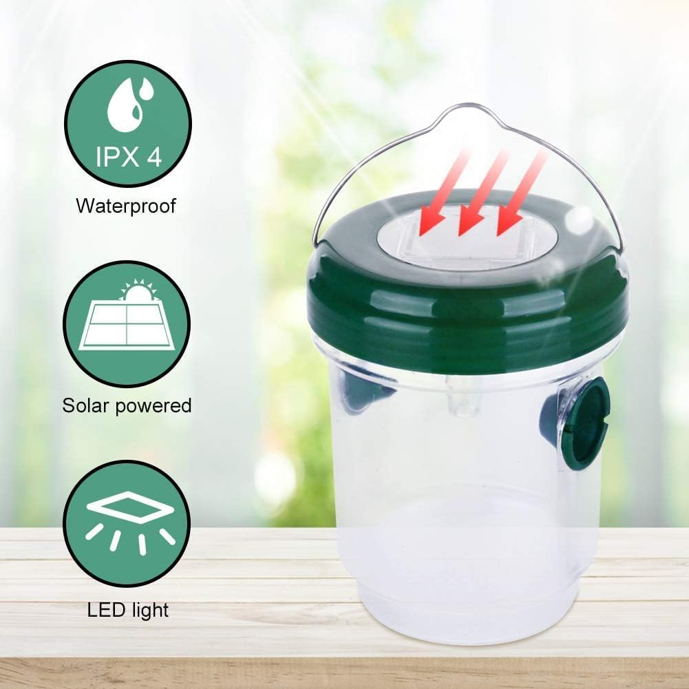 2-pack solar-powered wasp traps - Hanging wasp traps for outdoors - Suitable for wasps, hornets, bumblebees, V1259-DP01-BO-628