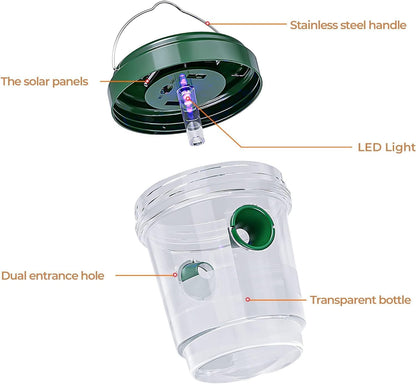 2-pack solar-powered wasp traps - Hanging wasp traps for outdoors - Suitable for wasps, hornets, bumblebees, V1259-DP01-BO-628