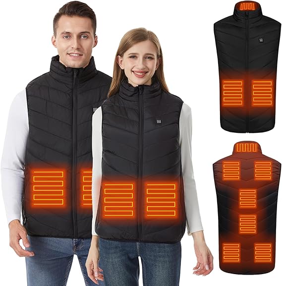 Heated vest for women and men with 9 heating zones, lightweight heating vest for winter (battery not included) V1259-DP01-BO-633