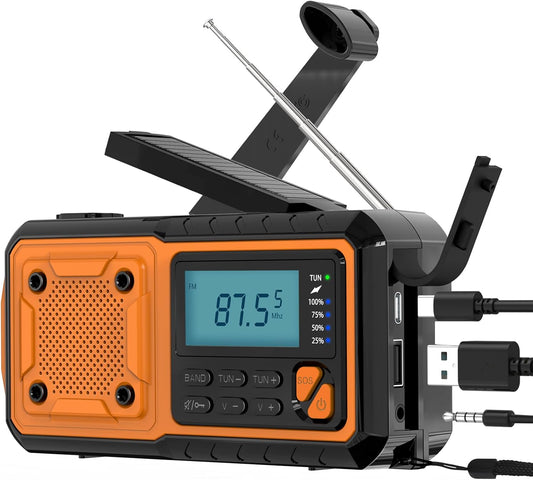 Hand-crank emergency radio - Portable AM/FM and shortwave radio - Supports charging via solar power/USB/hand V1259-DP01-BO-641