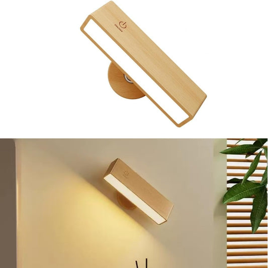 Indoor wall lamp - Wooden LED wall lamp with wireless charging - Bedroom wall lamp - 360 degrees rotating V1259-DP01-BO-668
