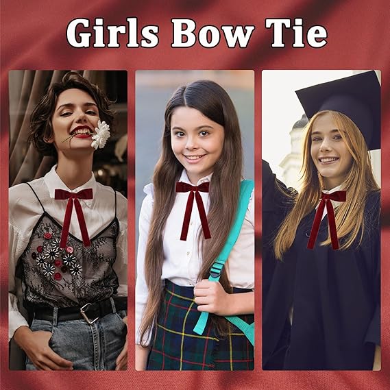 Western String Ties for Men Velvet Western Colonel Bolo Bow Tie Solid Color Clip On Bowtie for Wedding Cosplay V1259-DP01-BO-673