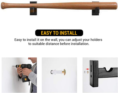 Display standard - Black - Baseball bat display standard - Baseball bat holder - Wall mounting - Horizontal V1259-DP01-BO-72
