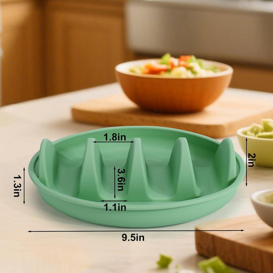 Silicone taco trays - 3-pack - with dividers - Eco-friendly - Reusable - Taco plates - Taco holders - V1259-DP01-BO-82