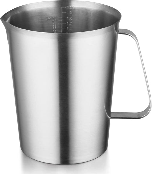 Stainless Steel Measuring Jug - 304 Stainless Steel - with Handle and Spout - Metal Pitcher with oz and ml V1259-DP01-BO-90