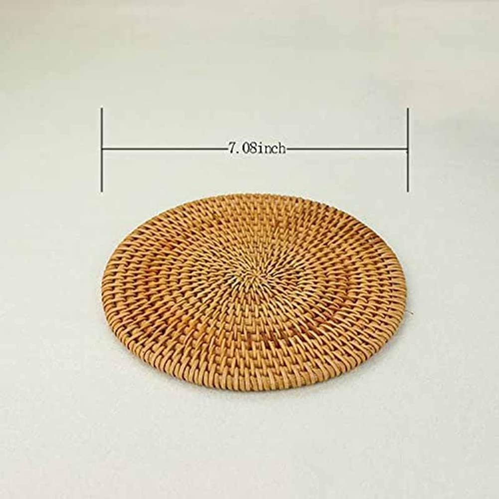 Isolation mat - Woven mat - 4 pieces - Rattan mat for hot dishes - 18 cm - Anti-burn coasters - Handmade V1259-DP01-BO-99