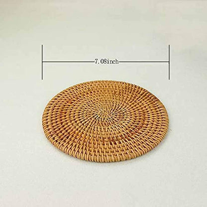 Isolation mat - Woven mat - 4 pieces - Rattan mat for hot dishes - 18 cm - Anti-burn coasters - Handmade V1259-DP01-BO-99
