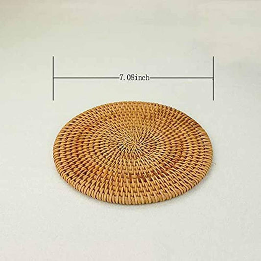 Isolation mat - Woven mat - 4 pieces - Rattan mat for hot dishes - 18 cm - Anti-burn coasters - Handmade V1259-DP01-BO-99