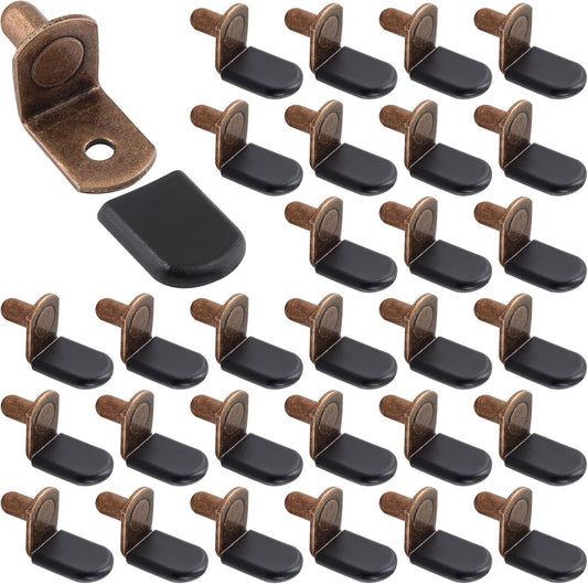 Biaungdo 30 Pcs Shelf Support Pegs, 1/4 Inch L-Shaped Clips with Rubber Sleeve, Cabinet Shelf Pegs for V1259-DP01-D-1