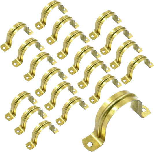 Biaungdo 20 Pcs M40 Rigid Pipe Strap, 1-1/2 Inch Stainless Steel Two Hole Strap U Bracket Pipe Clamps Heavy V1259-DP01-D-101