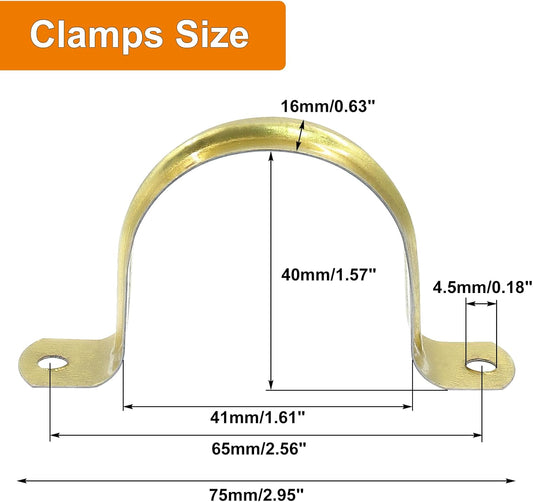 Biaungdo 20 Pcs M40 Rigid Pipe Strap, 1-1/2 Inch Stainless Steel Two Hole Strap U Bracket Pipe Clamps Heavy V1259-DP01-D-101