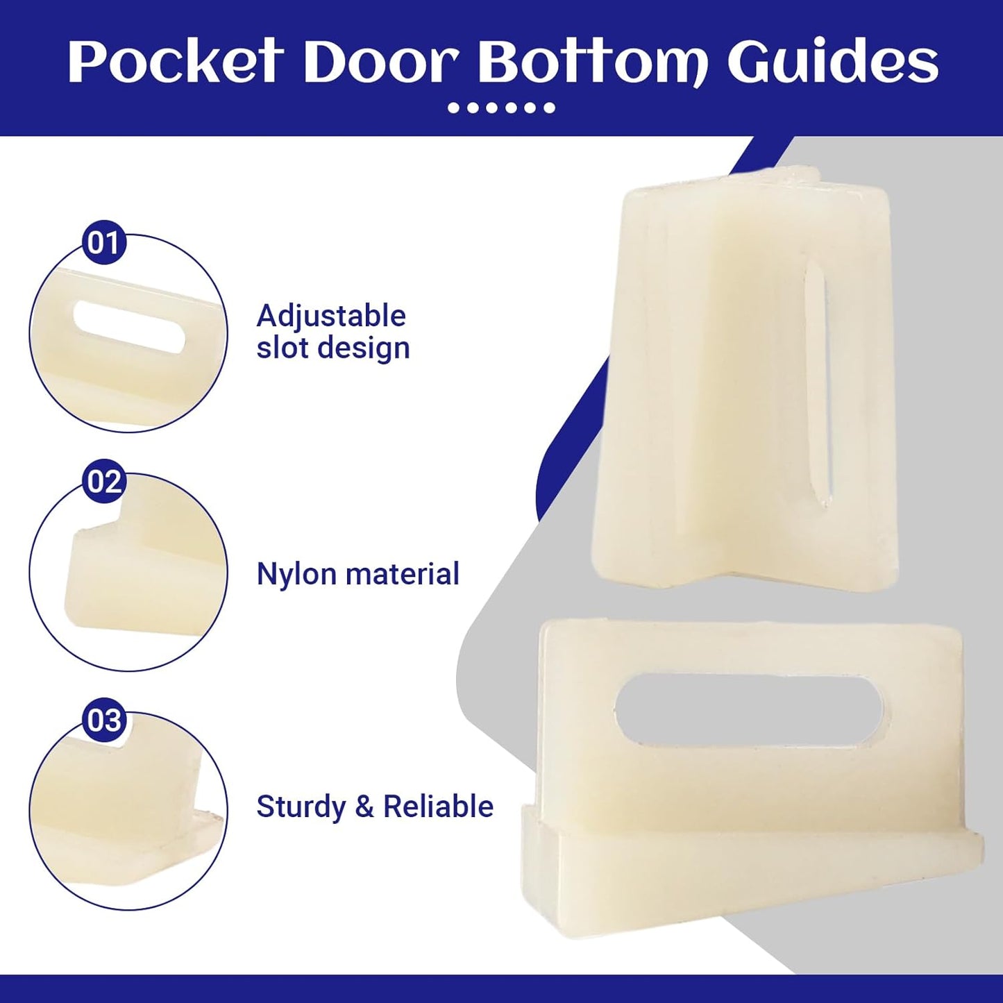 Biaungdo 10 Pack Pocket Door Bottom Guide, White Pocket Door Guide Kits Replacement V1259-DP01-D-103